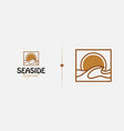 sunset wave seaside monoline universal creative vector image