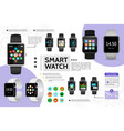 flat smart watch elements composition vector image vector image