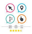mouse cursor icon hand or flag pointer symbols vector image