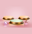 3d minimal luxury podium golden in front pink vector image vector image