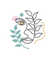 face of an abstract woman with a leaf vector image vector image