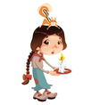 young girl with squirrel and candle vector image vector image