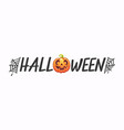 halloween lettering with web and pumpkin vector image vector image