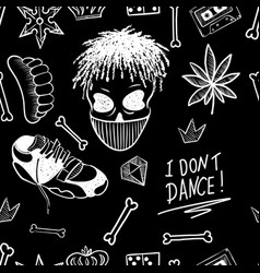 Rap music hip hop doodle pattern with Royalty Free Vector