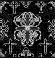 seamless pattern with white baroque crosses vector image