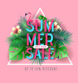 summer big sale typography poster with flamingo vector image