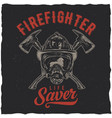 firefighter t-shirt label design vector image