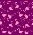 seamless pattern with cute pink flamingo birds vector image vector image