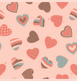simple seamless colorful retro pattern with hearts vector image