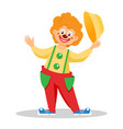 funny cartoon clown with hat vector image vector image
