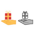 give a gift icon set hand and box symbol vector image