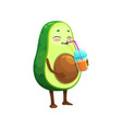 cartoon mexican avocado character drink cocktail vector image vector image