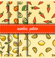 fruit and vegetables seamless pattern set vector image