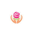 hands holding rose for logo design vector image