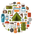 camping and hiking icons vector image