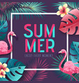summer party typography poster with flamingo vector image