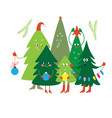 christmas and new year card trees vector image vector image