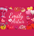 bride and groom names calligraphy wedding day vector image vector image