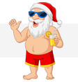 cartoon santa claus with a cocktail waving vector image
