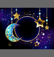 round banner with jewelry crescent moon vector image vector image