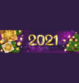 new year banner with golden numbers 2021 vector image