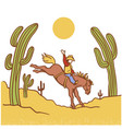 cowboy riding a wild horse american vector image vector image
