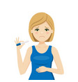 woman with a negative pregnancy test result vector image