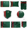 flag turkmenistan as round glossy icon button vector image vector image