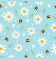 seamless funny pattern with smile chamomile vector image