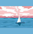summer evening seaside or pond with sailing boat vector image
