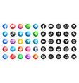social media modern 3d and flat round icons set vector image