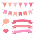 set of pink flat buntings garlands ribbons vector image