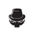 black skull with magician hat logo design graphic vector image