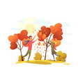 happy people in an autumn park trend colors vector image