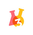 three 3 number lab laboratory glassware beaker vector image