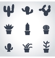 black cactus icon set vector image vector image