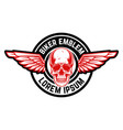 emblem with winged skull design element vector image