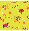 insect seamless pattern snail ladybug leaves vector image vector image