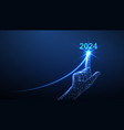 neon growth 2023 line with polygonal touch hand vector image vector image
