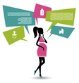 silhouette of a pregnant woman with speech bubbles vector image