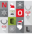 christmas retro card - with santa hats masks vector image vector image