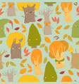 seamless pattern with cartoon cute colorful trees vector image vector image
