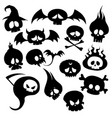 set of skulls and monsters collection vector image