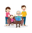 grandparents and family reading book together 3 vector image