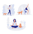 woman and dog healthy lifestyle working out vector image