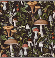 autumn seamless pattern with mushrooms berries vector image vector image