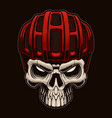 colorful a skull in cyclist helmet on dark vector image