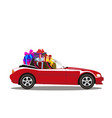 red modern cartoon cabriolet car full of gift vector image