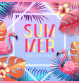 summer party typography poster with flamingo vector image