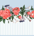 horizontal striped pattern with peony flowers vector image vector image